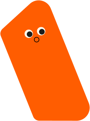 Eine Form mit Augen und einem Mund der ein O formt