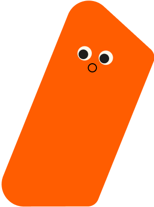 Eine Form mit Augen und einem Mund der ein O formt